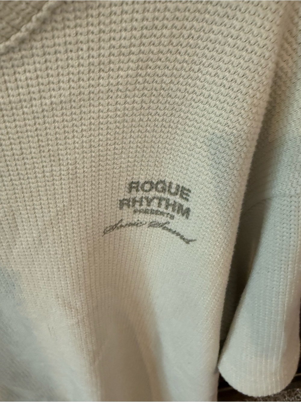 PacSun Men's Short Sleeve Waffle Tee in Light Cream - Picture 2 of 5